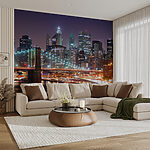 Fotobehang Skyline van de stad bij nacht
