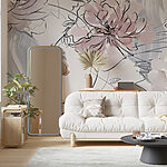 Fotobehang Delicate bloemenschets met aquarelaccenten