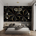 Fotobehang Abstract geometrisch ontwerp in zwart en amber