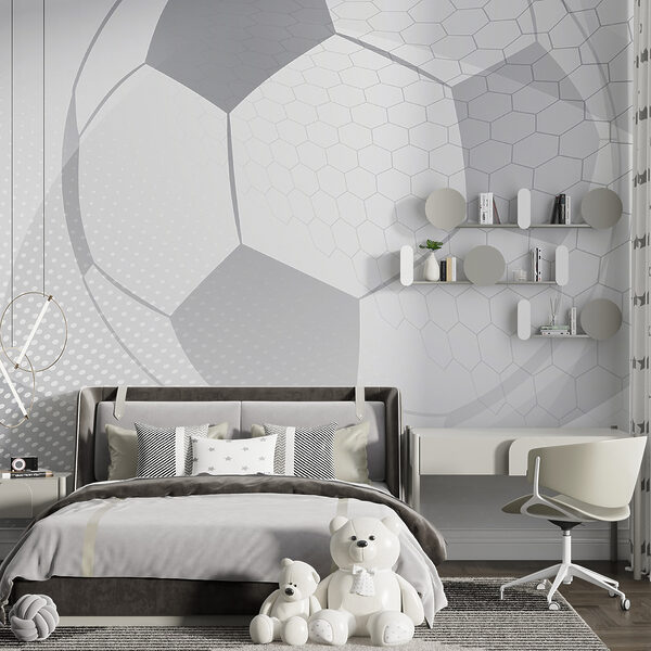 Fotobehang Geometrisch voetbalpatroon in grijstinten