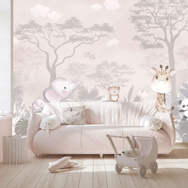 Fotobehang Giraffe zittend op een boom