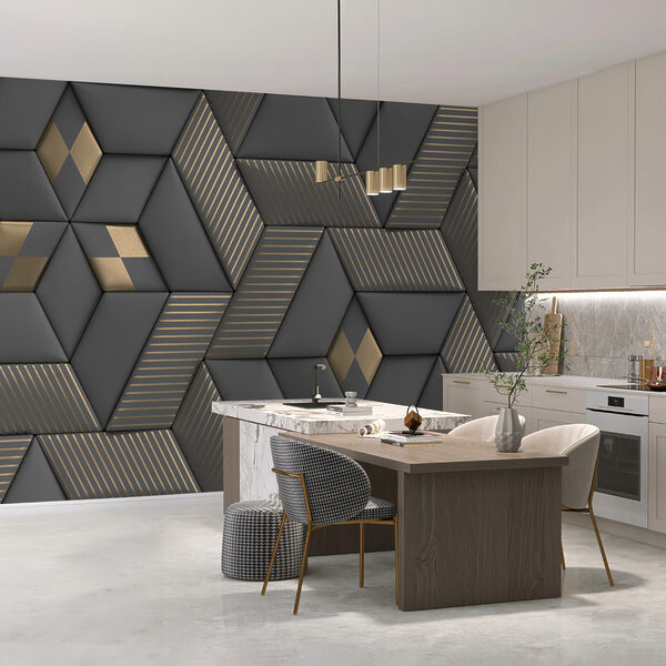 Fotobehang Metallic strepen op geometrische texturen