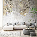 Fotobehang Elegante palmbladeren op gestructureerde achtergrond