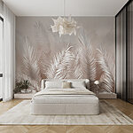 Fotobehang Elegante palmbladeren op zachte achtergrond
