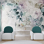 Fotobehang Florale elegantie in aquareltinten