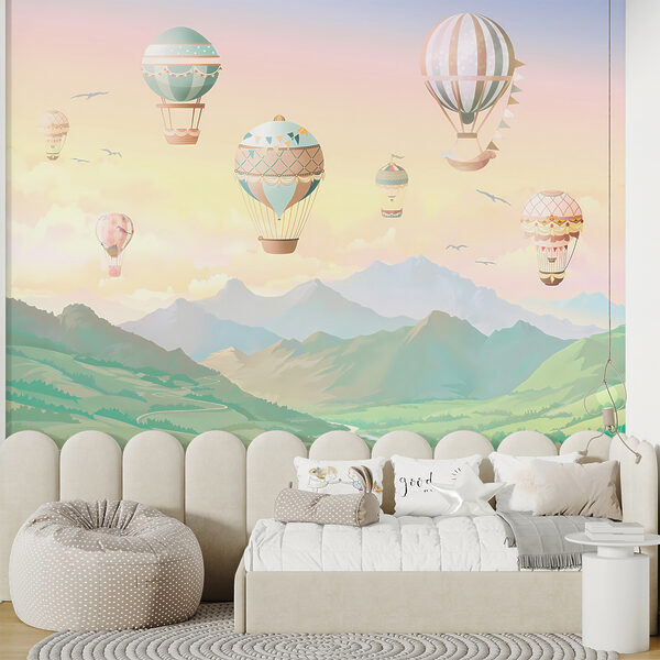 Fotobehang Luchtballon met vlaggen