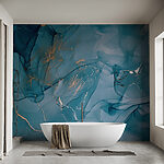 Fotobehang Abstracte blauwe kunst met metallic accenten
