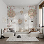 Fotobehang Luchtballon met bloemen