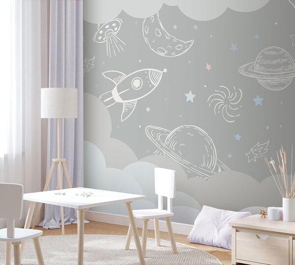 Fotobehang Witte ster op een grijze achtergrond