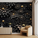 Fotobehang Metallic bloemen op donkere achtergrond