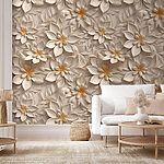 Fotobehang Ingewikkeld bloemenpatroon in beige