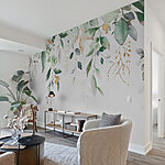 Fotobehang Elegant gebladerte met delicate accenten