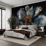 Fotobehang Elegant bloemenabstract in donkere tinten