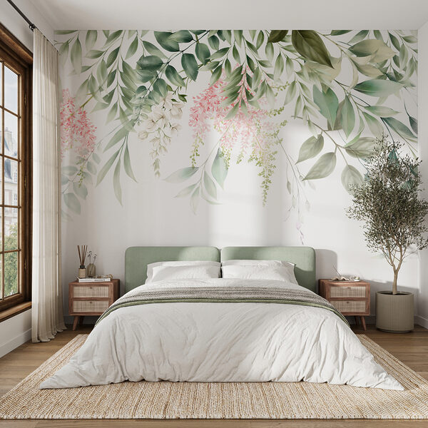 Fotobehang Elegant bloemendesign met pasteltinten