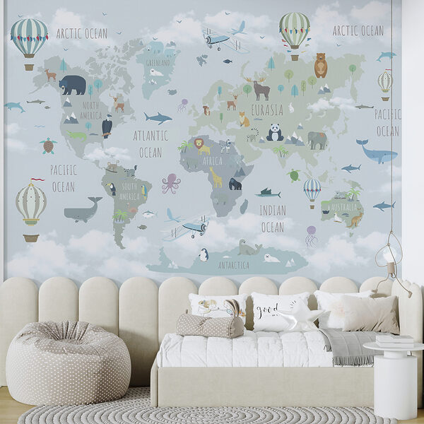 Luchtballon met vlaggen Fotobehang Luchtballon met vlaggen