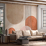 Fotobehang Abstract geometrisch patroon in aardetinten