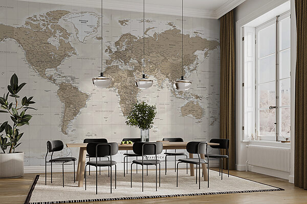 Fotobehang kaart van de wereld 396 x 280 cm vliesbehang