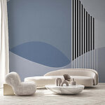 Fotobehang Geometrisch abstract in blauwe tinten