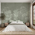 Fotobehang Delicate bloemen op groene achtergrond met structuur