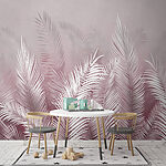 Fotobehang Elegant pastel palmbladerenpatroon