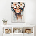 Canvas Schilderijen Vrouw met bloemen in haar haar