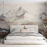 Fotobehang Schilderij van een bergketen