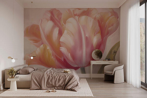 Prachtige tulp in zachte kleuren Fotobehang Prachtige tulp in zachte kleuren
