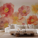 Fotobehang Groep bloemen op witte achtergrond