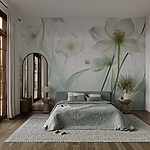 Fotobehang Witte bloemen met lange stelen