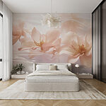 Fotobehang Groep roze bloemen drijvend in water