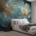 Fotobehang Delicate bloemen in rustgevende blauwe tinten