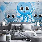 Fotobehang Groep octopussen met ballonnen