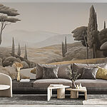 Fotobehang Landschap met een kronkelende weg en bomen