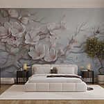 Fotobehang Schilderij van bloemen op een muur