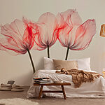 Fotobehang Groep roze bloemen