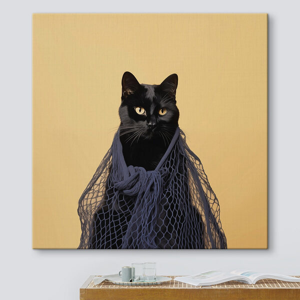 Kat met net Canvas Schilderijen Kat met net
