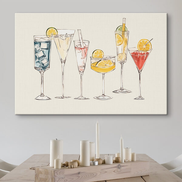 Groep verschillend gekleurde drankjes Canvas Schilderijen Groep verschillend gekleurde drankjes