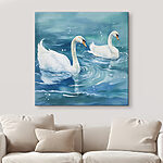 Canvas Schilderijen Canvas prints Two swans swimming in water