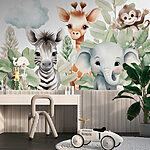 Fotobehang Groep dieren met bladeren