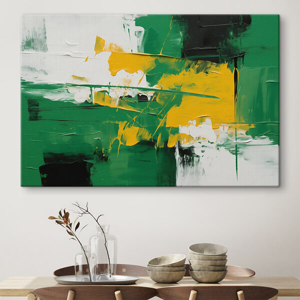 Schilderen met groene en gele verf Canvas Schilderijen Schilderen met groene en gele verf