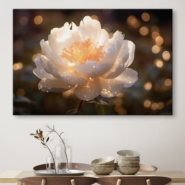 Witte bloem met geel hart Canvas Schilderijen Witte bloem met geel hart