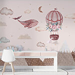 Fotobehang Walvis en luchtballon
