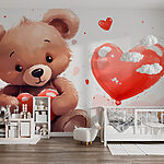 Fotobehang Teddybeer met hart