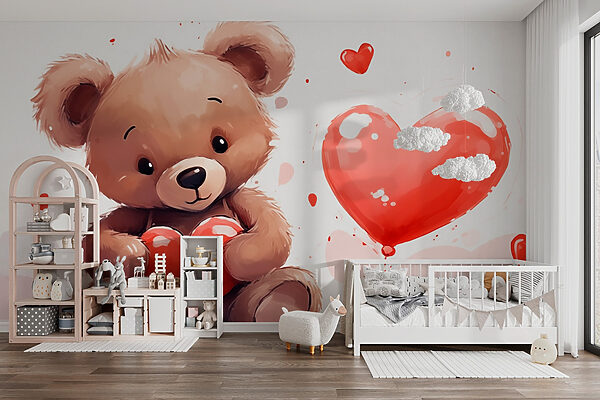 Teddybeer met hart Fotobehang Teddybeer met hart