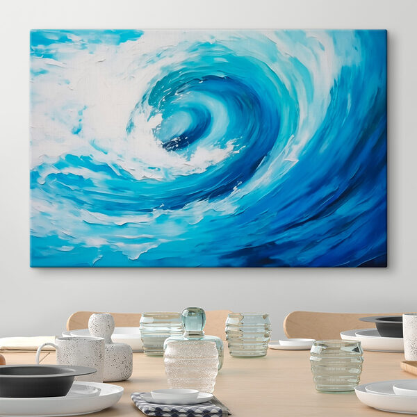 Blauw met witte werveling Canvas Schilderijen Blauw met witte werveling