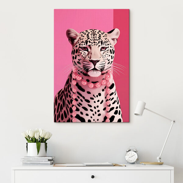 Luipaard met een ketting Canvas Schilderijen Luipaard met een ketting