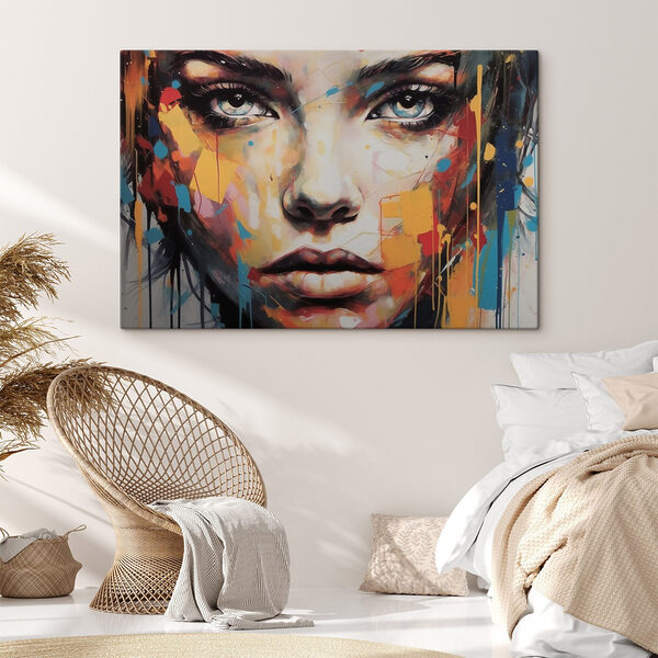 Schilderij van een vrouw’s gezicht Canvas Schilderijen Schilderij van een vrouw’s gezicht