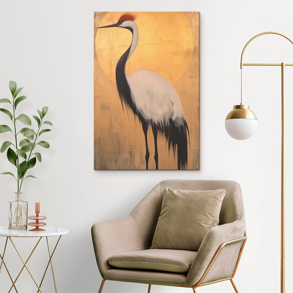 Schilderij van een kraan Canvas Schilderijen Schilderij van een kraan