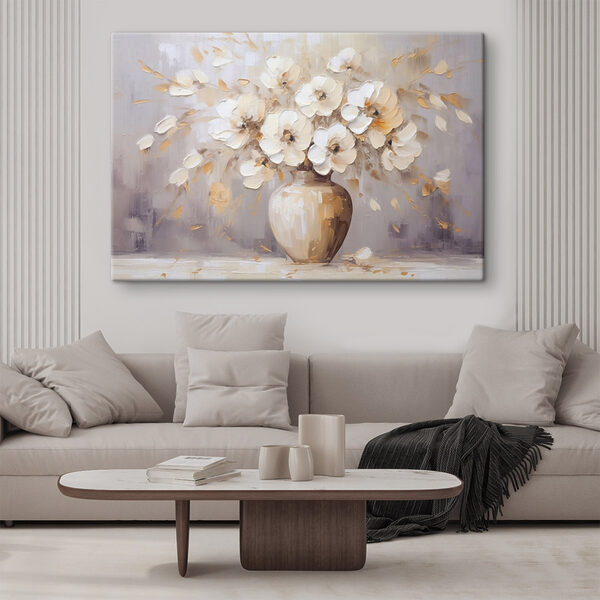 Schilderij van bloemen in een vaas Canvas Schilderijen Schilderij van bloemen in een vaas