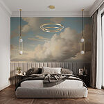Fotobehang Blauwe lucht met wolken